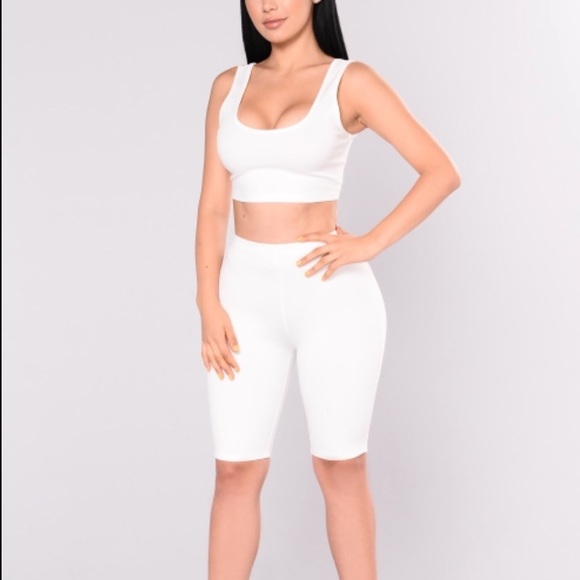 white two piece short set